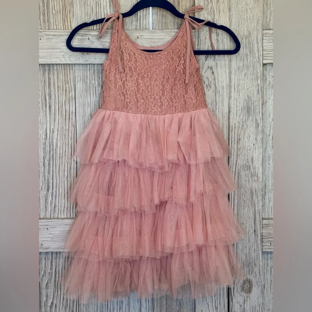 Unbranded Pink Tiered Tulle Dress for Little Girls Sz 7 (130)